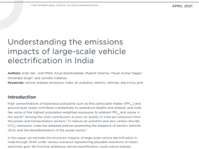 Understanding the Emissions Impacts of Large-Scale Vehicle Electrification in India